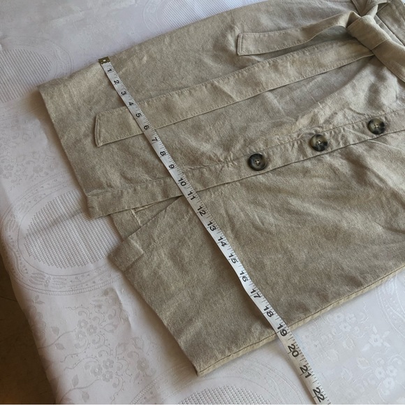 Daisy Grace Women’s Size M High-Waisted Khaki Linen Skirt Belted Large Buttons - Picture 10 of 16